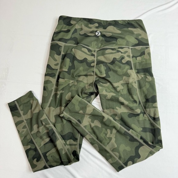 Zuty camouflage camo green exercise workout leggings LARGE with deep pockets - Picture 2 of 9